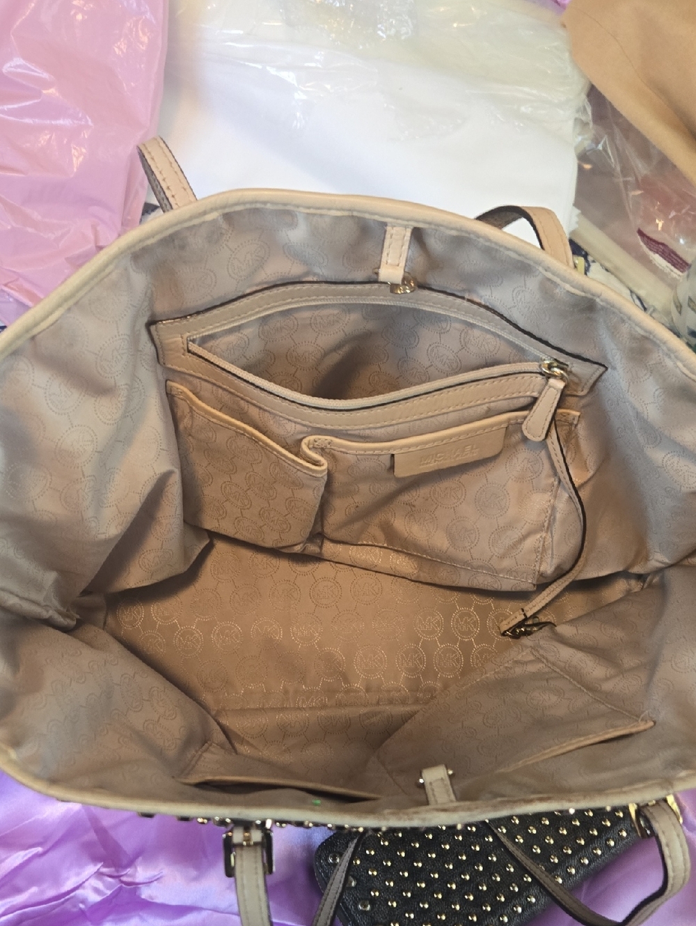 Michael Kors Gold Studded Tote with Matching Wallet - Picture 8 of 16